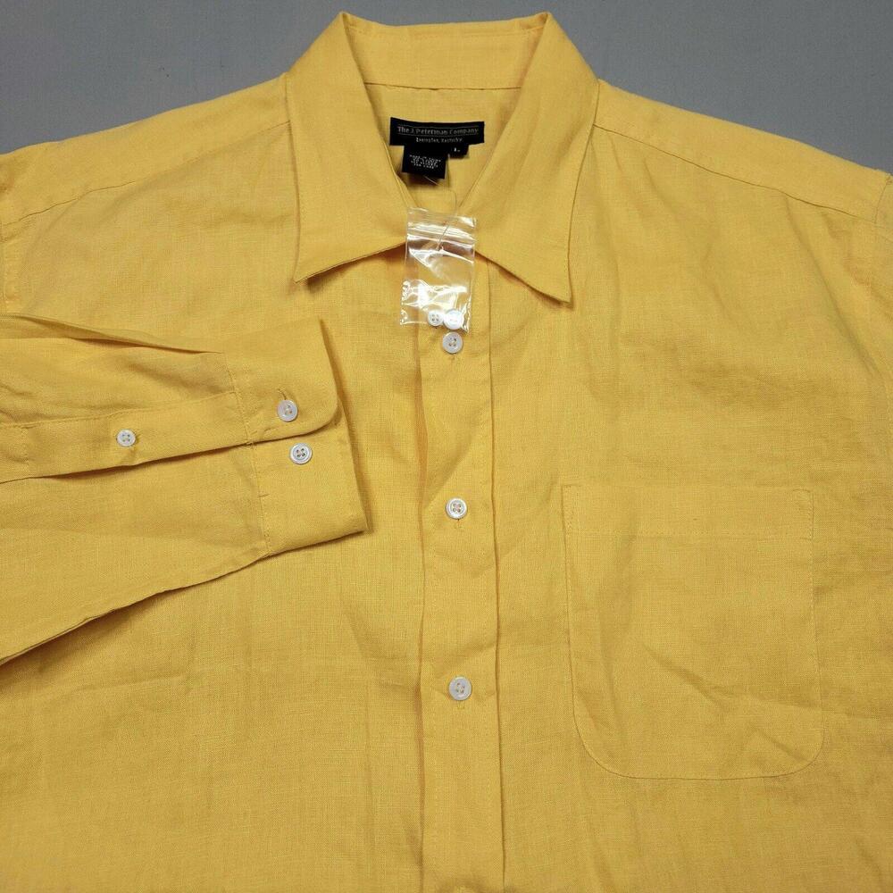 New J. Peterman 100% Linen Casual Button Up Shirt Preppy Breathable Large